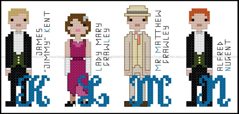 Downton Abbey inspired Character Alphabet Cross Stitch pattern PDF Pattern INSTANT DOWNLOAD image 4