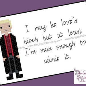 Buffy geïnspireerd Spike Love Quote Cross Stitch kaart - PDF-patroon - INSTANT DOWNLOAD