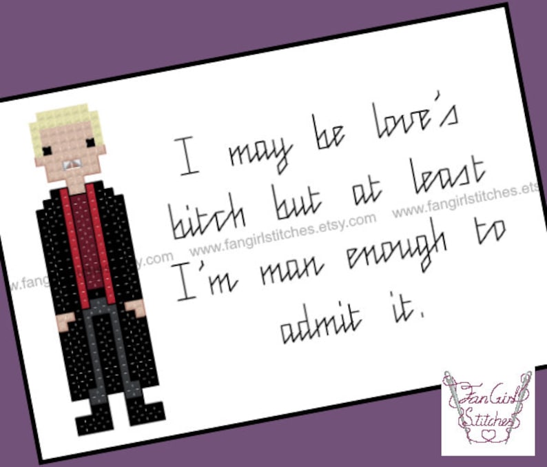 Buffy Inspired Spike Love Quote Cross Stitch Card PDF Etsy