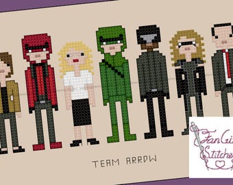 Team Arrow themed Cross Stitch - PDF pattern - INSTANT DOWNLOAD