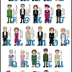 Downton Abbey inspired Character Alphabet Cross Stitch pattern PDF Pattern INSTANT DOWNLOAD image 2