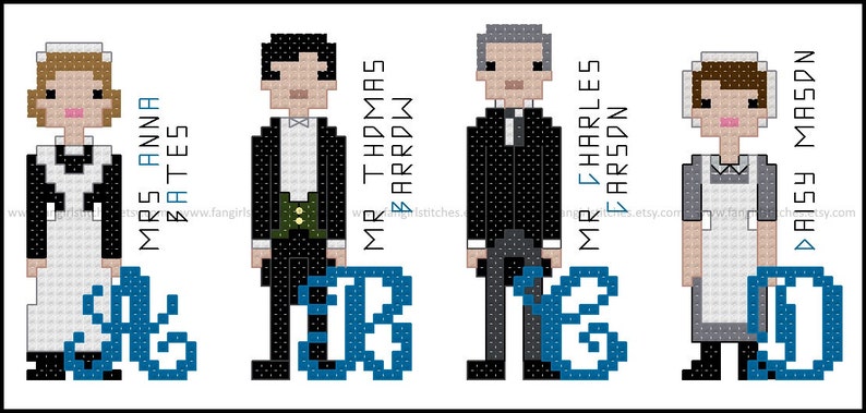 Downton Abbey inspired Character Alphabet Cross Stitch pattern PDF Pattern INSTANT DOWNLOAD image 3