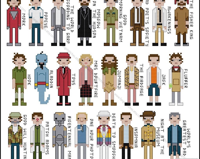 Robin Williams Tribute Movie Costumes Cross Stitch - PDF Pattern - INSTANT DOWNLOAD