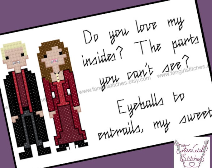 Buffy inspired Spike Drusilla Love Quote Cross Stitch card - PDF Pattern - INSTANT DOWNLOAD