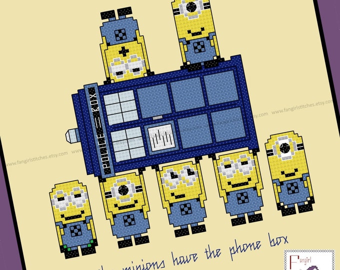 Minions Have The Phone Box Cross Stitch - PDF Pattern - Despicable Me mashup - INSTANT Download