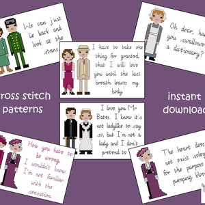 Downton Abbey inspired Cross Stitch Pattern Set - PDF Patterns - INSTANT DOWNLOAD