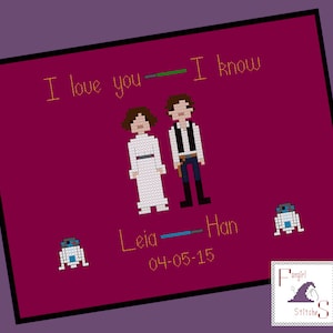 Star Wars themed Wedding Sampler Cross Stitch Pattern - Leia and Han - PDF Pattern