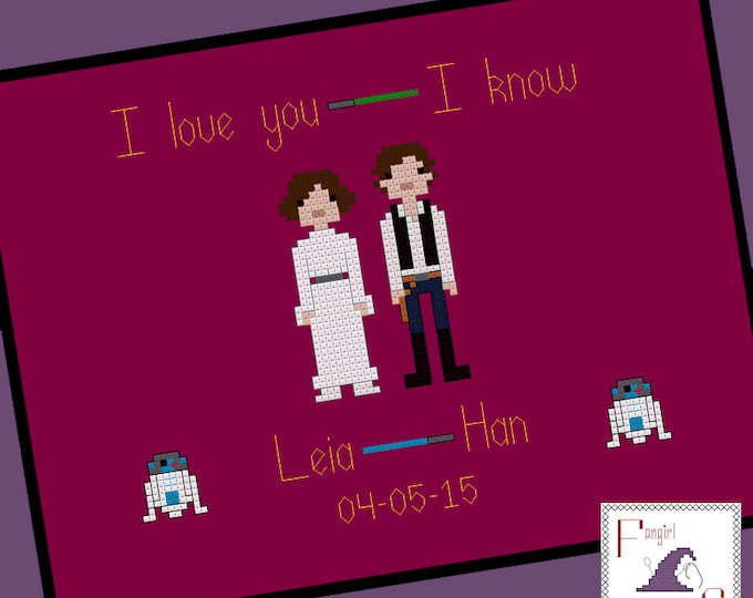 Star Wars themed Wedding Sampler Cross Stitch Pattern - Leia and Han - PDF Pattern