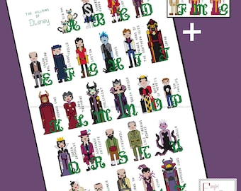 Fairytale Villains Alphabet Cross Stitch - PDF Pattern - INSTANT DOWNLOAD