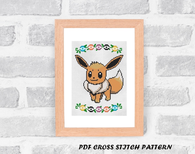 Unofficial Pokemon Eevee cross stitch pattern - PDF Pattern - INSTANT DOWNLOAD
