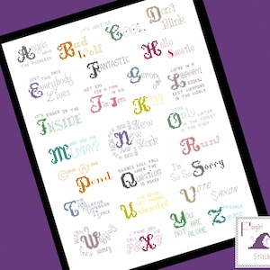 Time and Space Alphabet Quotes Cross Stitch - PDF Pattern - INSTANT Download