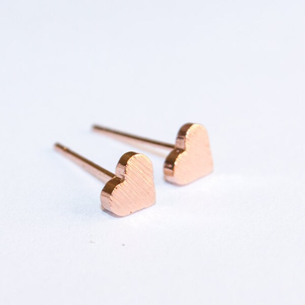 Rose gold earrings / Rose gold studs / Rose gold heart earrings / Rose gold post earrings / Rose gold minimalist earrings / Rose gold plate