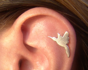 Hummingbird Helix, Silver stud earrings, helix stud, ear stud, helix earrings, cartilage earrings, bird studs, unique helix, rook piercing