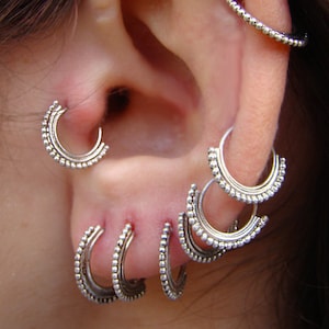 Sterling Silver Cartilage earring, silver helix piercing, Tragus, Helix, nose ring, rook earring, foreword helix, daith jewelry, rook