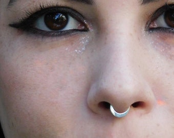 White gold moon septum piercing. 14 karat gold.  Free nickel alergy