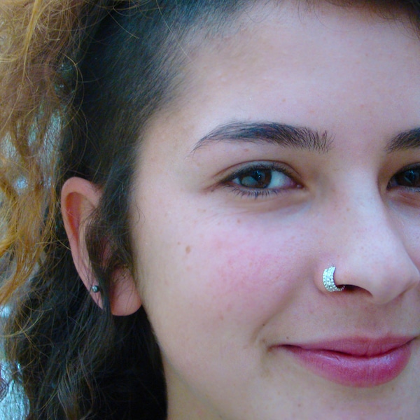 Tribal Nose Ring, Indian nose ring, Silver nose ring hoop, nose ring, Nose Hoop, nostril ring, helix, daith, septum, Endless Hoop