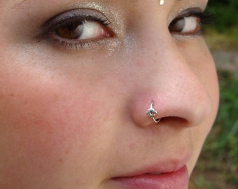 Tribal nose ring, Chakana, silver nose ring, unique nose ring, Tragus, rook, daith, helix, Inca cross, silver piercing, hoop earring