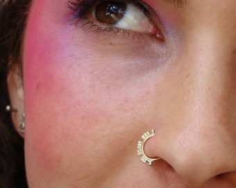 Gold nose ring, septum ring, 14k gold nose hoop, septum piercing, nose hoop, nose ring, septum, tragus, Indian nose ring, boho nose ring