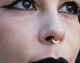 Non pierced moon septum, Fake Silver septum, faux septum, moon septum, Tribal septum, fake Septum ring, septum piercing, nostril ring