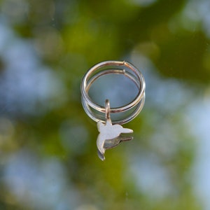 Boucles d'oreilles pendantes en argent colibri, cadeau boucle d'oreille pour fille, créole en argent, hélice, boucles d'oreilles, boucle d'oreille en cartilage, piercing au nombril