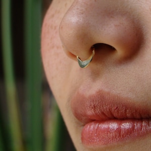 Gold septum, setum ring, septum piercing, nose hoop, Moon Nose Ring, Gold nose ring, moon septum, nose hoop, septum jewelry, crescent moon image 2