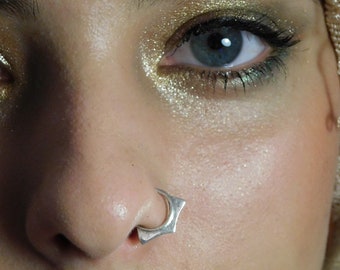 Silver nose Ring, geometric nose ring, nose hoop, silver septum, nose ring, moon septum, tribal nose ring, delicate ring, boho nose ring