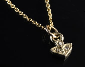 Girls necklace, Diamond and gold pendant, boho necklace, gold charm, diamond , dainty Necklace, gold necklace, flower necklace
