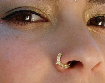 Saraswati- Tribal nose ring, gold piercing, indian nose ring, Helix earring, Daith earring, tragus, Helix, tribal tragus, septum, rook,