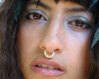 Tribal gold septum ring, nose ring, Cartilage earring, tragus, Helix, Tribal piercing, Helix earring, daith, septum, rook