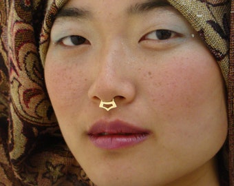 Gold septum, Shield septum ,Gold Septum ring, septum piercing, gold tragus, 14k gold septum, gold earring, nose jewelry, tribal septum