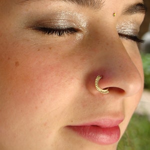 Boho 14k Gold Nose Ring, Tribal Septum, Cartilage Earring
