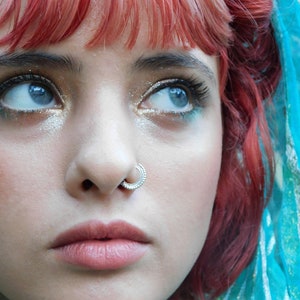 Silver Indian nose ring, septum or tragus piercing