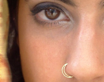 Half moon Nose Ring, Gold nose ring,  gold septum, nostril ring, nose hoop, 14K Gold nose ring, septum ring, Gold nose hoop, septum piercing