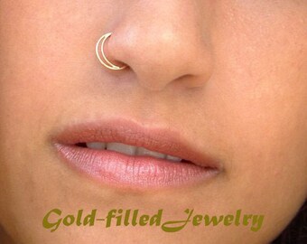 gold filled nose ring ,nose piercing, Septum ring, Nose ring, tribal septum ring, gold nose piercing, silver septum, tragus, helix
