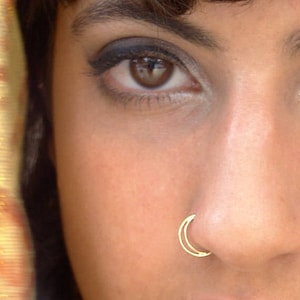 Half moon Nose Ring, Gold nose ring, gold septum, nostril ring, nose hoop, 14K Gold nose ring, septum ring, Gold nose hoop, septum piercing image 1