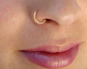 Indian Nose Ring, delicate nose ring, Tribal nose ring, 14k gold nose ring , nose ring, nose hoop, Gold nose ring, gold nostril ring, dainty