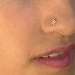 Tribal nose stud, gold nose stud, diamond nose stud, Nose stud, chakana, tiny nose stud, dainty nose stud, diamond and gold studs, nose pin