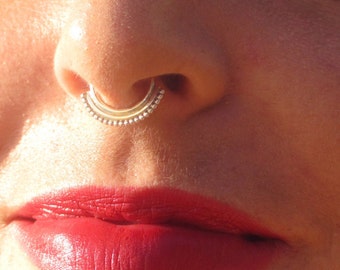 Septum ring, nose ring, Aztec septum, septum piercing, 925 Silver septum, helix piercing, nostril ring, silver septum, Indian septum, tragus