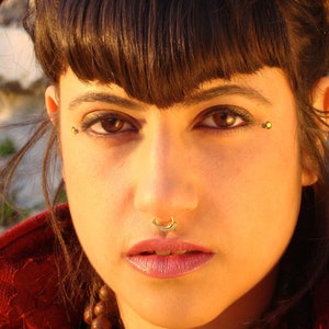Gold Septum ring, septum piercing, septum ring, nose ring, Septum, tribal septum ring, septum jewelry, nostril ring , tragus, Aztec septum