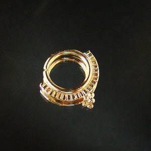 14K Solid Yellow Gold Tribal Nose Ring: Indian Helix Septum Hoop Piercing