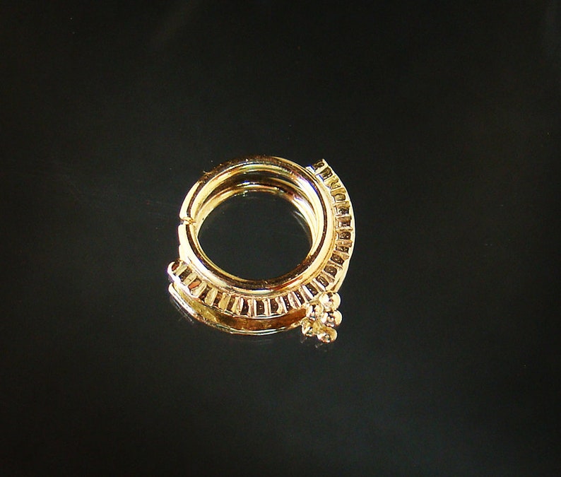14K Solid Yellow Gold Tribal Nose Ring: Indian Helix Septum Hoop Piercing