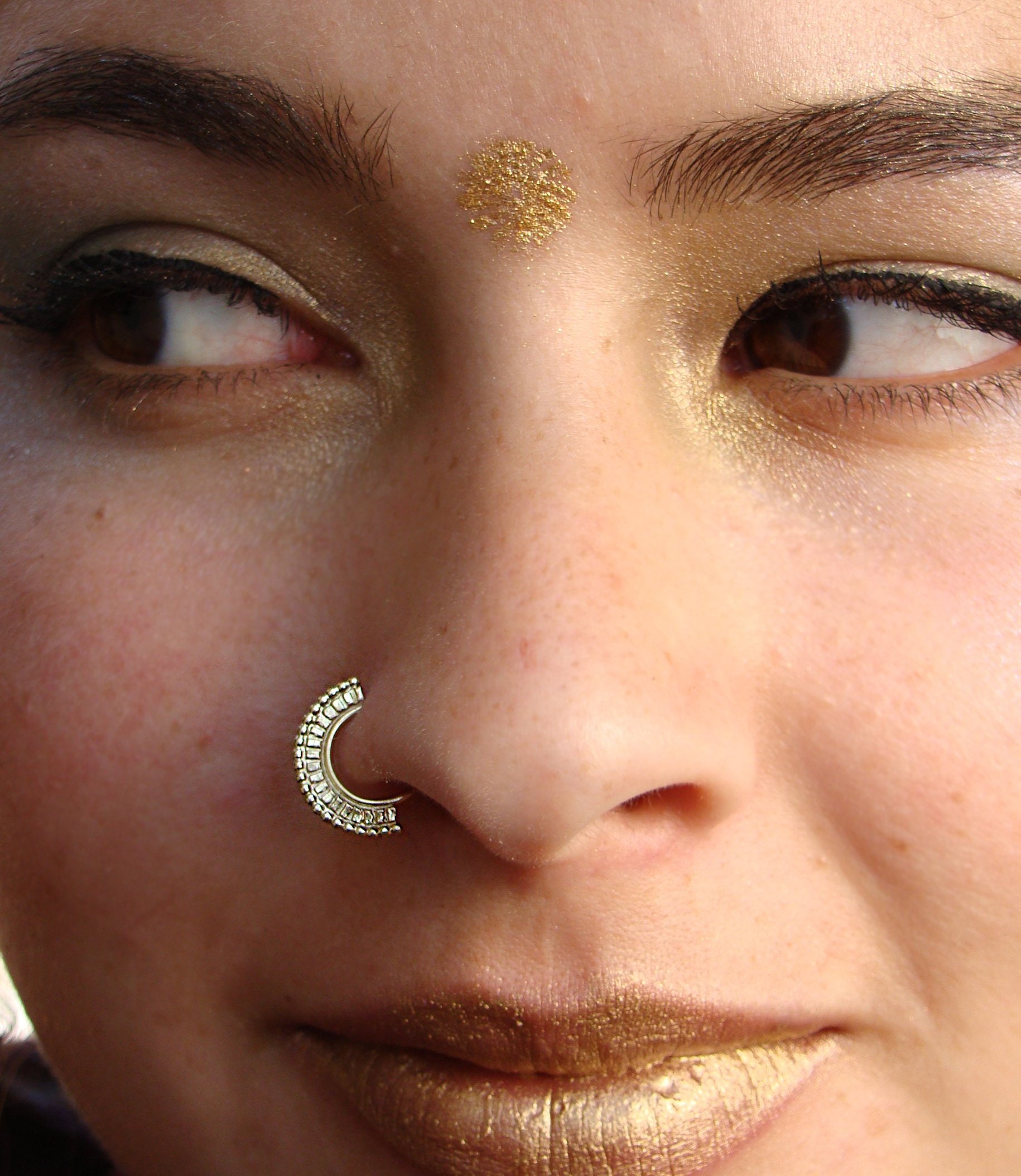 Buy Gold Nose Stud, Gold Nose Ring, Big Nose Piercing, Nose Jewelry, Gold  14k Nose Pin, Nose Screw 22g / 20g / 18g / 16g Bone End, Nostril Stud  Online in India - Etsy