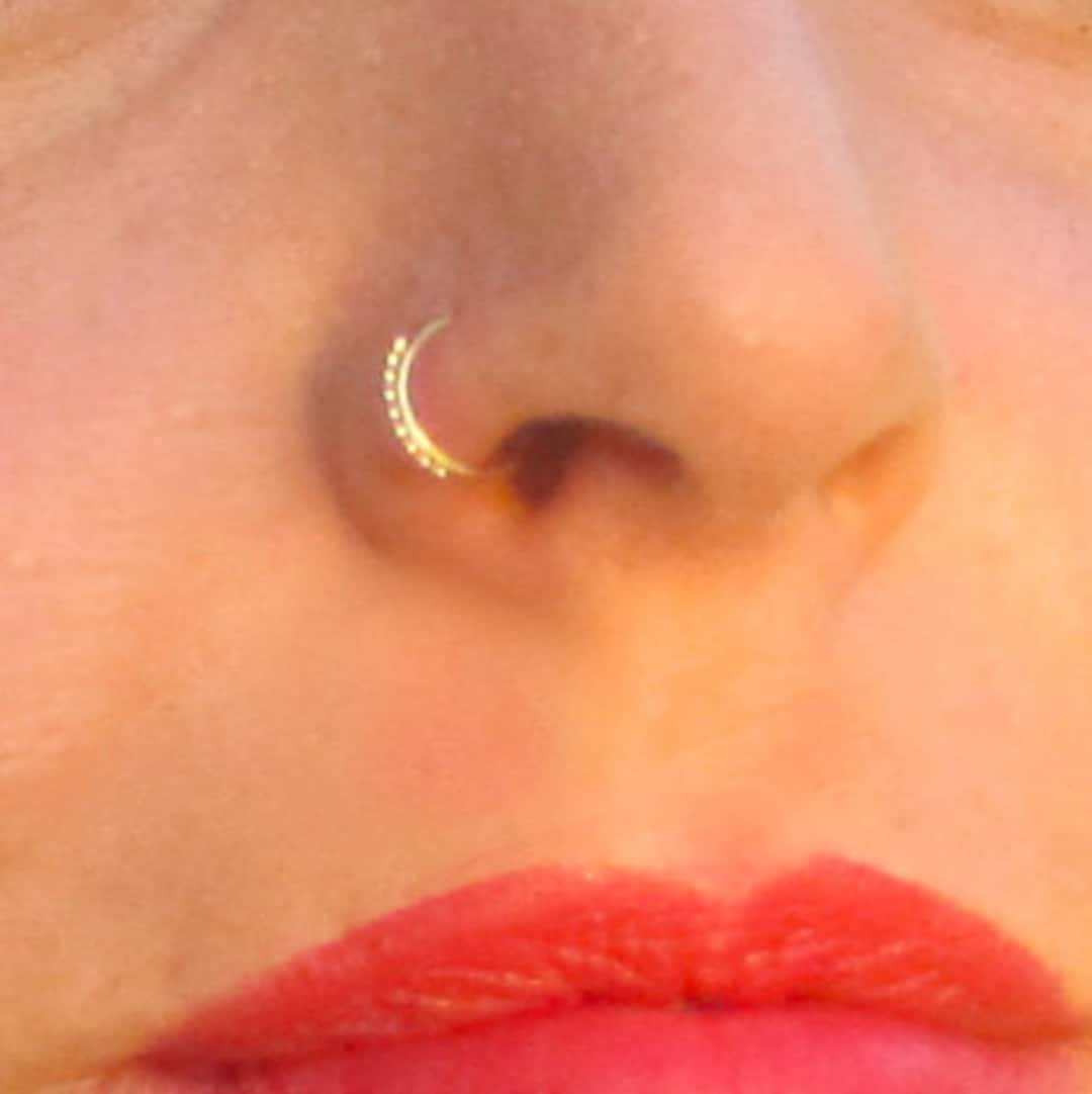 Gold Nose Ring Tribal Nose Ring Indian Nose Ring 14k Gold Etsy