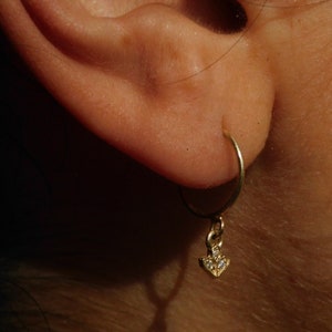 Topaz Diamond lotus hoop Earrings, Cartilage tragus earring ,Gold flower earring , lotus earring, solid gold earrings, lotus, blue topaz