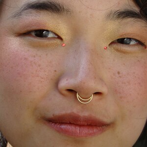 Half moon Nose Ring, Gold nose ring, gold septum, nostril ring, nose hoop, 14K Gold nose ring, septum ring, Gold nose hoop, septum piercing image 3