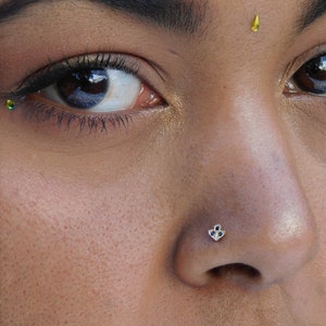 Tiny Nose stud, sapphire nose stud, gold nose stud, sapphire  earrings, dainty nose stud, boho earrings, helix, tragus, nose pin