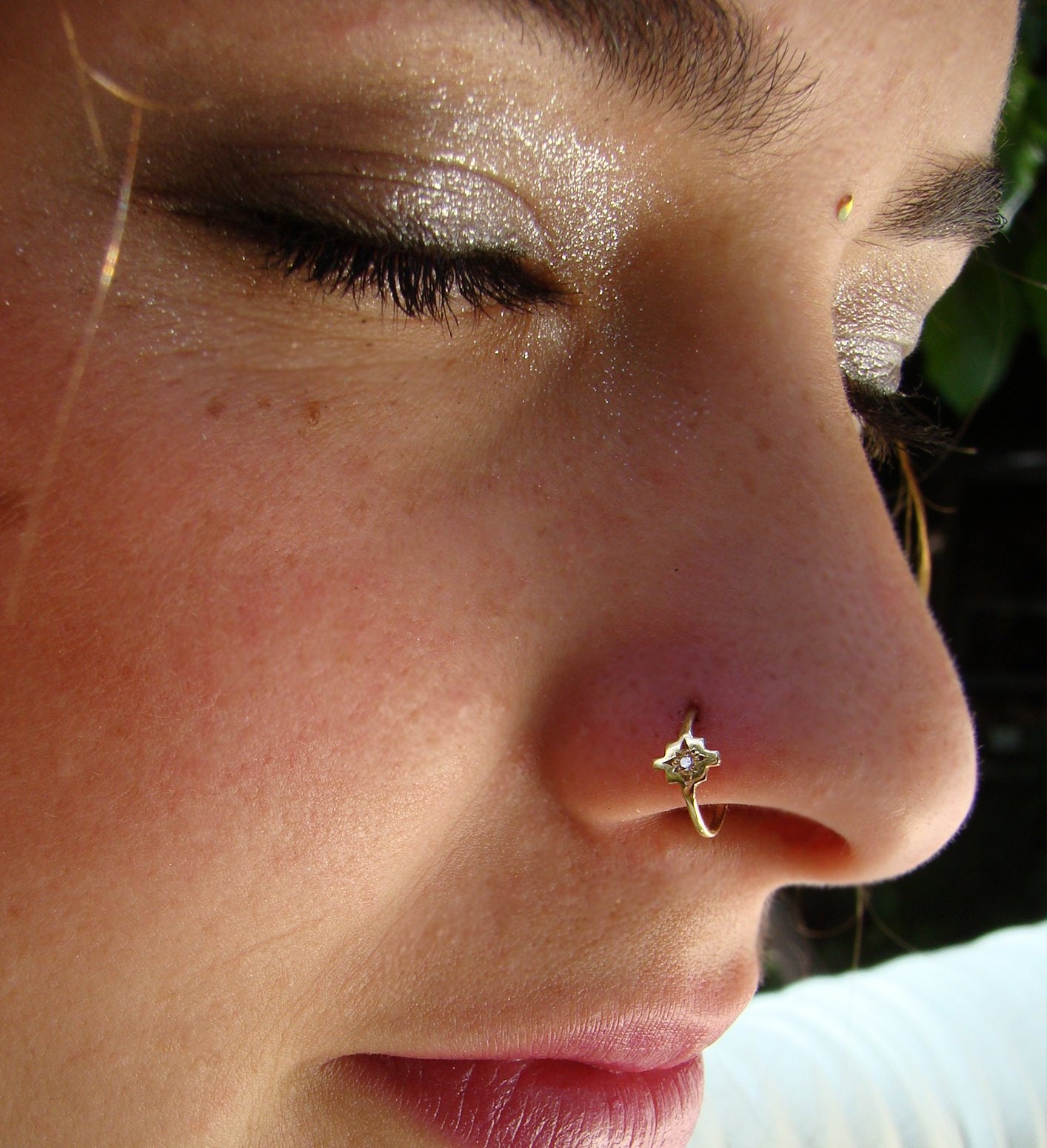 Gold nose sale hoop with diamond