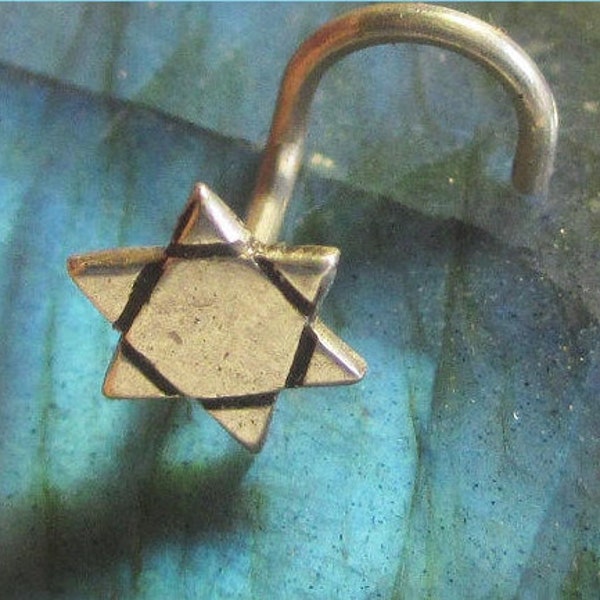 Star of David nose stud, tribal nose stud, nose pin, nose screw, nostril stud, small nose stud, nose jewelry, David star, magen david