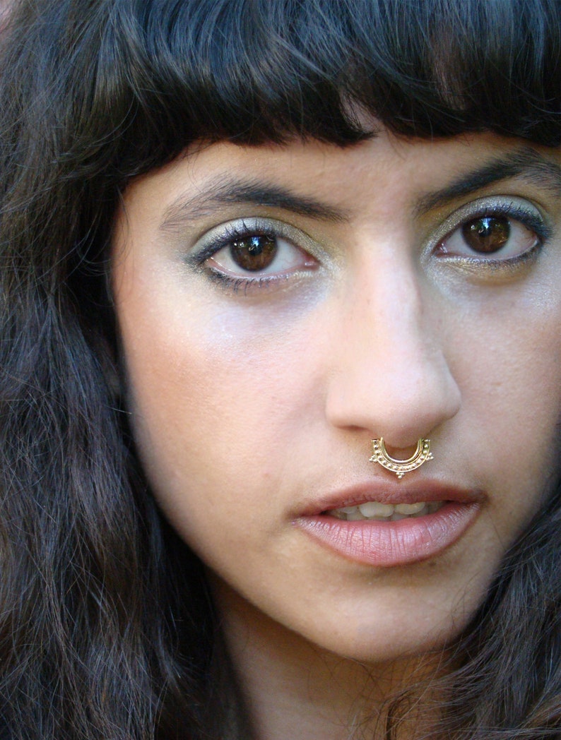 Helix rook indian nose ring daith septum nose hoop Nefertiti- Gold nose ring tragus boho septum Tribal piercing tribal nose ring