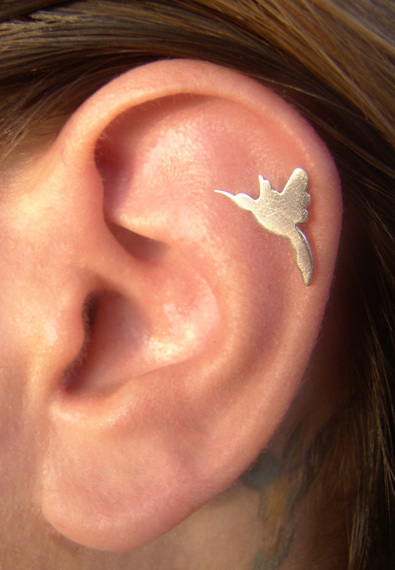 ear stud helix stud rook piercing unique helix cartilage earrings Silver stud earrings helix earrings bird studs Hummingbird Helix